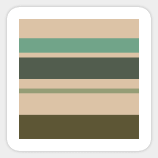 A lovely harmonization of Camo Green, Beige, Grey/Green, Greyish Teal and Ebony stripes. Sticker